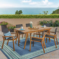 Copperfield Outdoor 6 Seater Rectangular Acacia Wood Dining Set By Christopher Knight Home