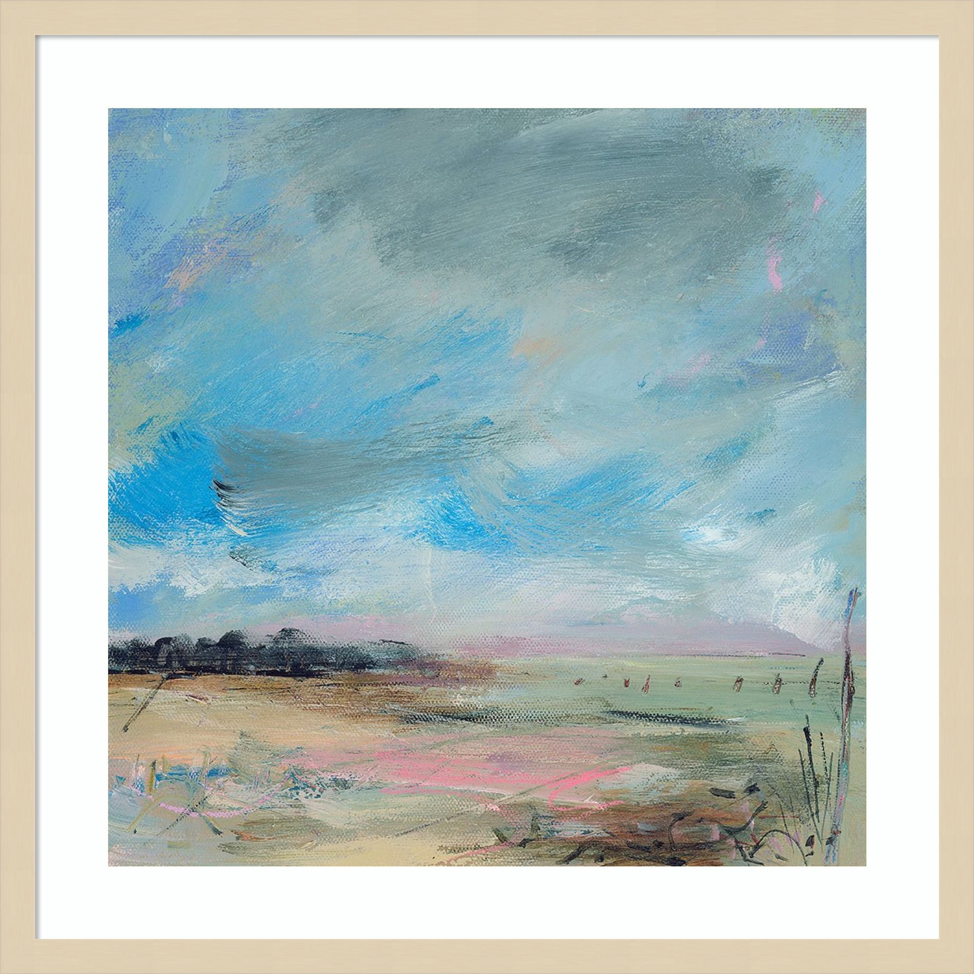 Copse And Sky By Lesley Birch Wood Framed Wall Art Print Svelte Natural