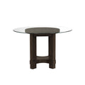 Cora Dining Table 52 Inch Round Glass Top Walnut Brown Pedestal Base