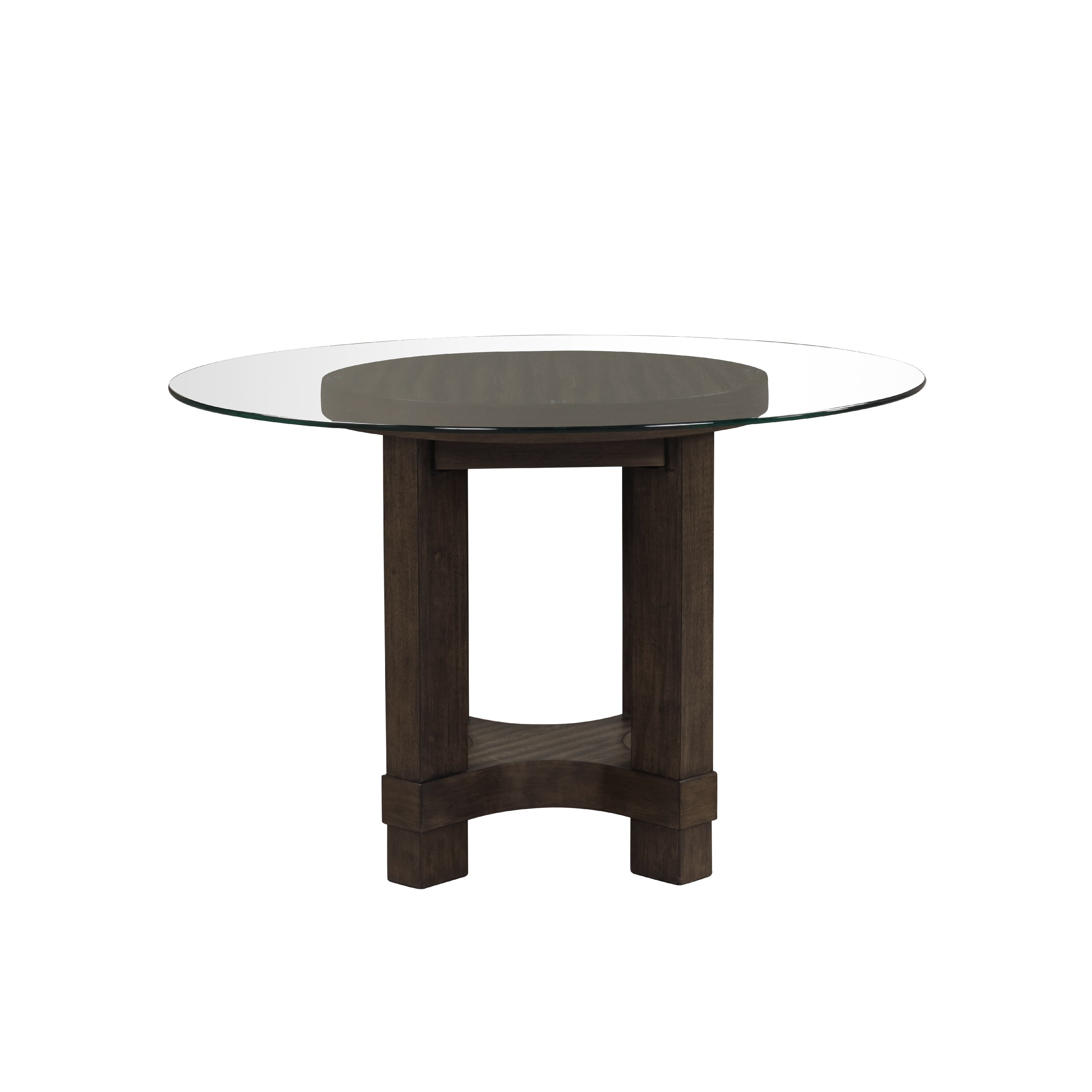 Cora Dining Table 52 Inch Round Glass Top Walnut Brown Pedestal Base