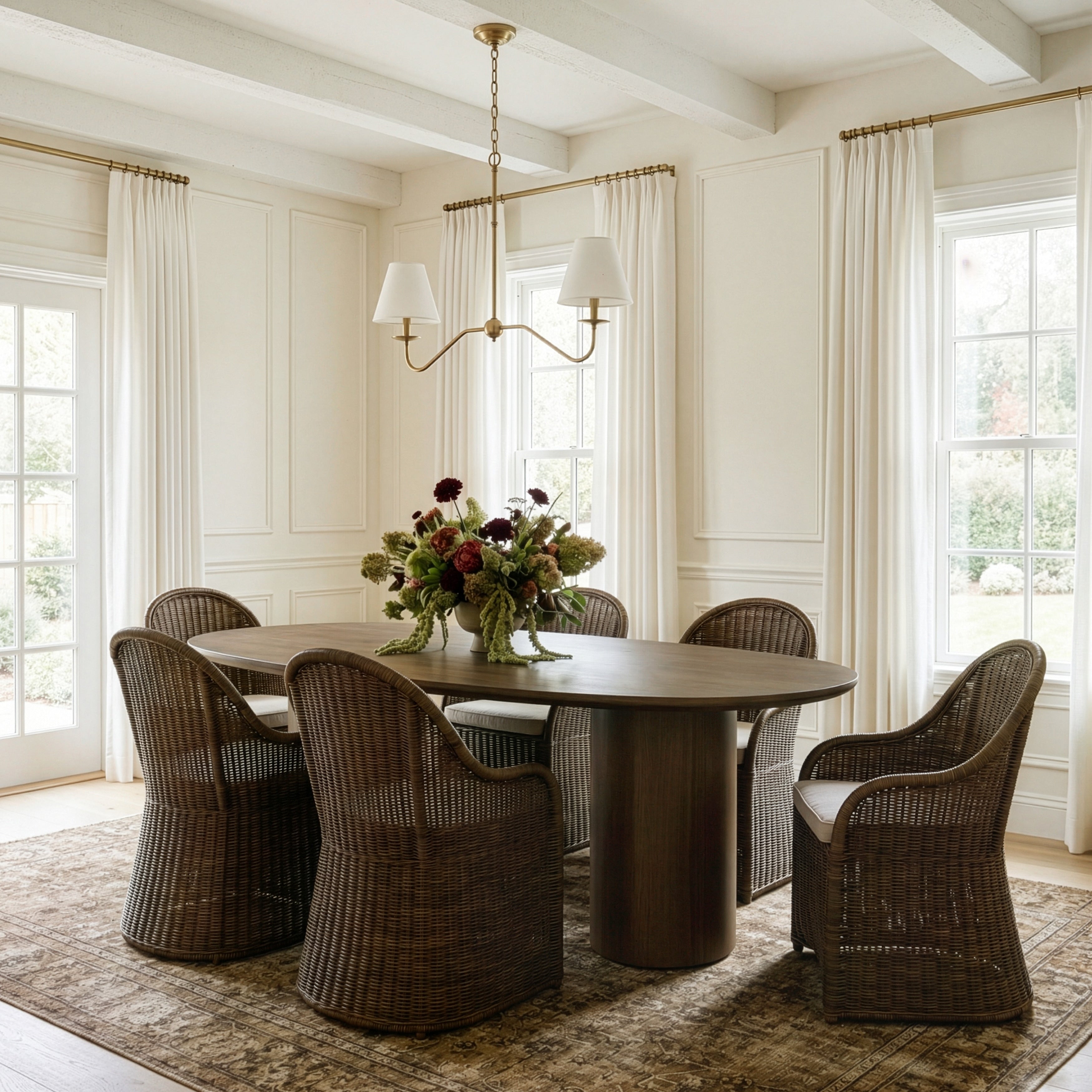 Coral 84 In. W Oval Wood Double Pedestal Dining Table