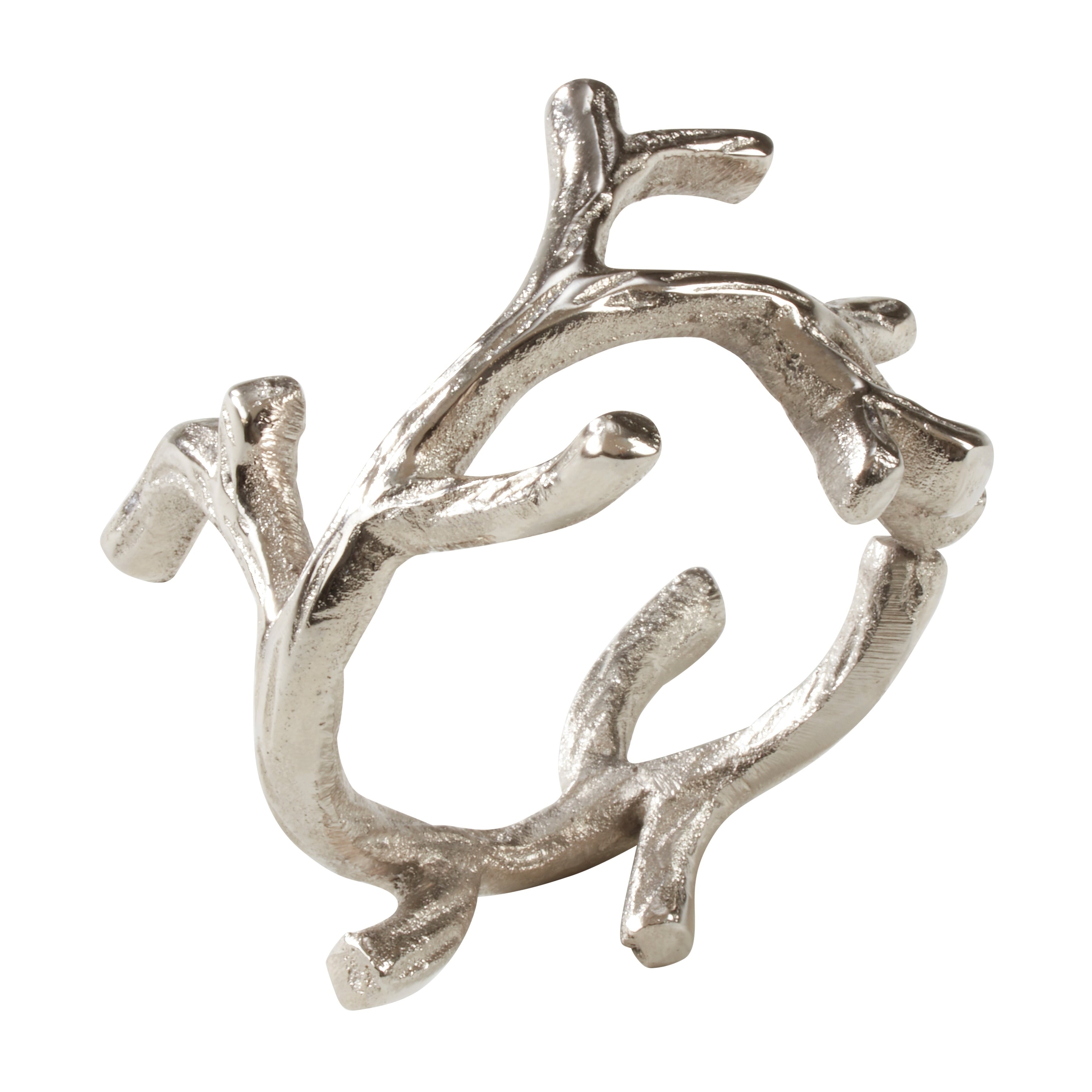Saro Lifestyle Silvertone Aluminum Coral Design Dinner Napkin Rings Set Of 4