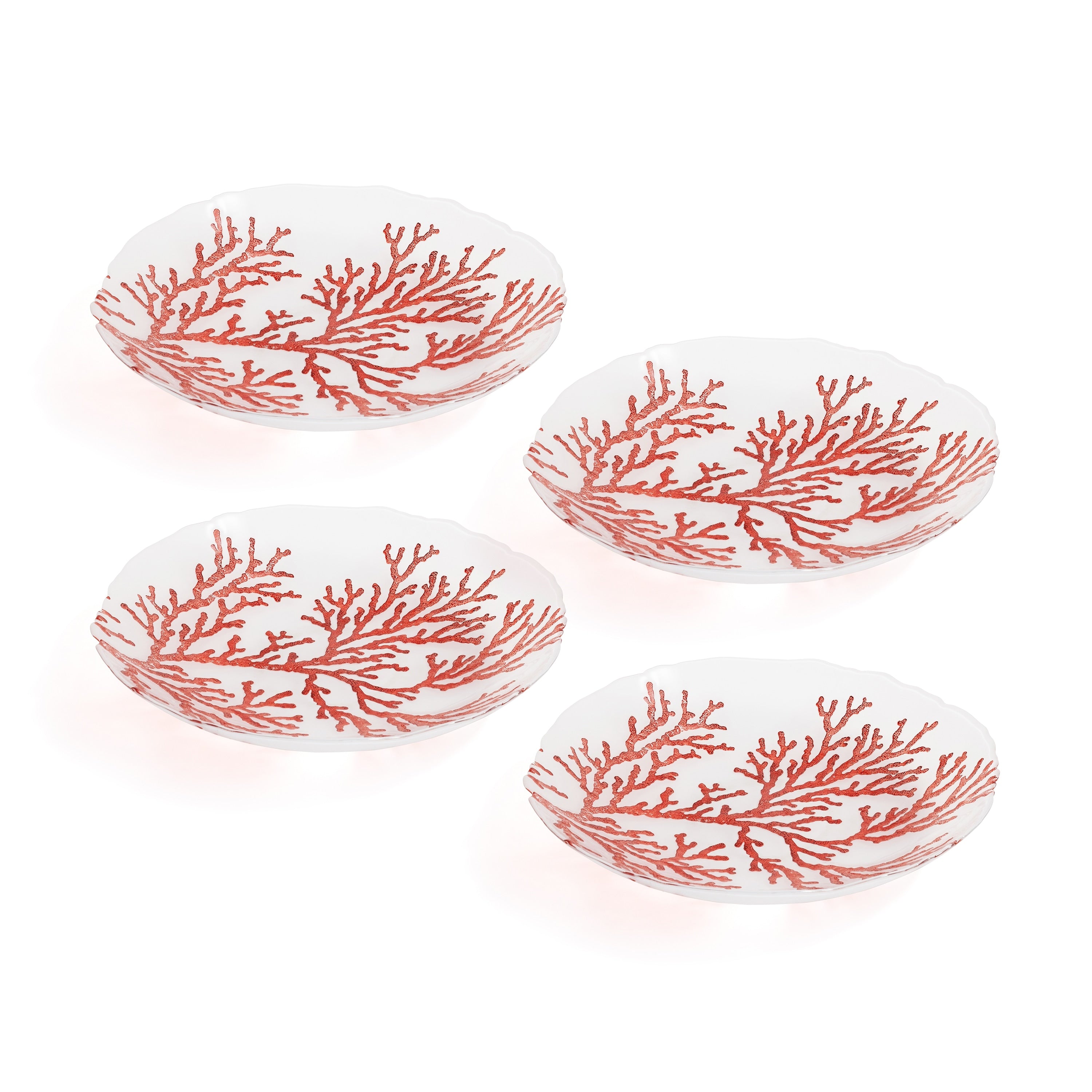 Coral Design Glass Bowls Set Of 4