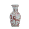 Coral Red Bird Vase With Dish Shaped Mouth