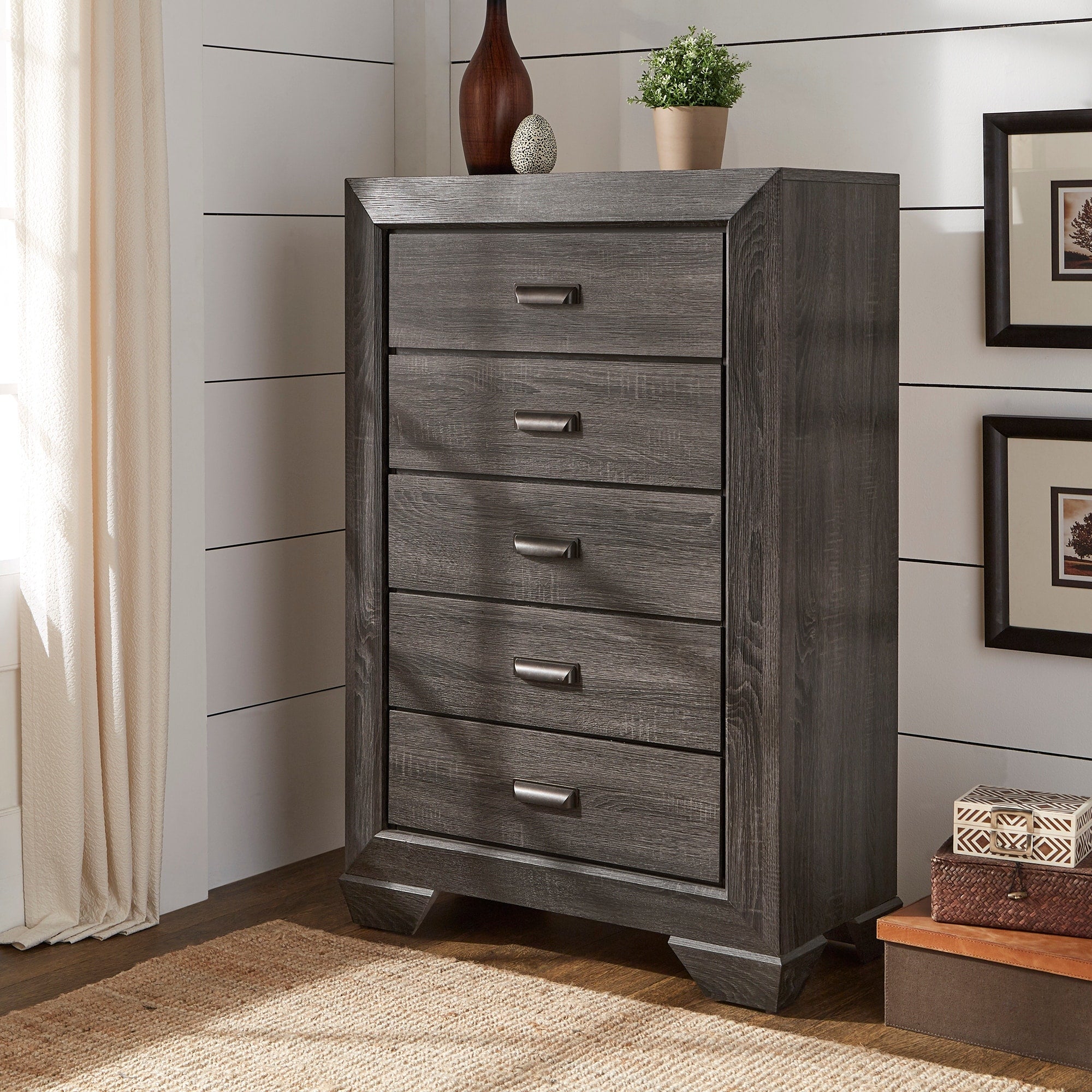 Corbett Transitional Grey Wood Panel Dresser And Chest By Inspire Q Classic