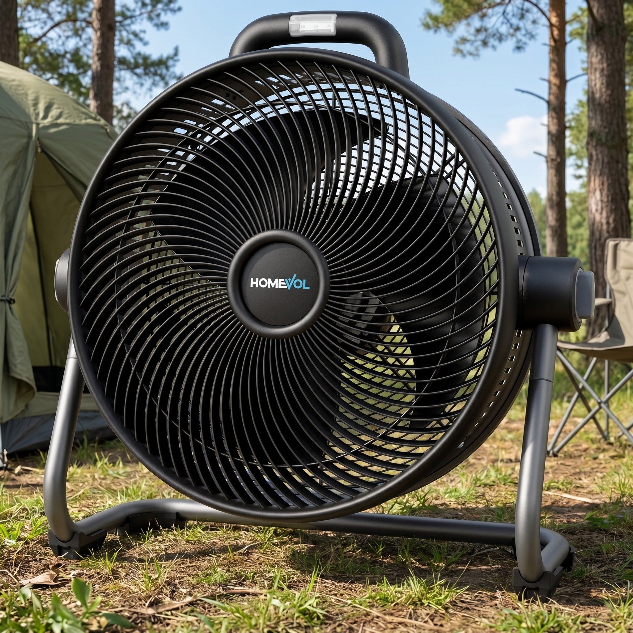Cordless Outdoor Fan With Battery Portable High Velocity Fan With Led Light 6 Speed Camping Fan Quiet Jobsite Floor Fan