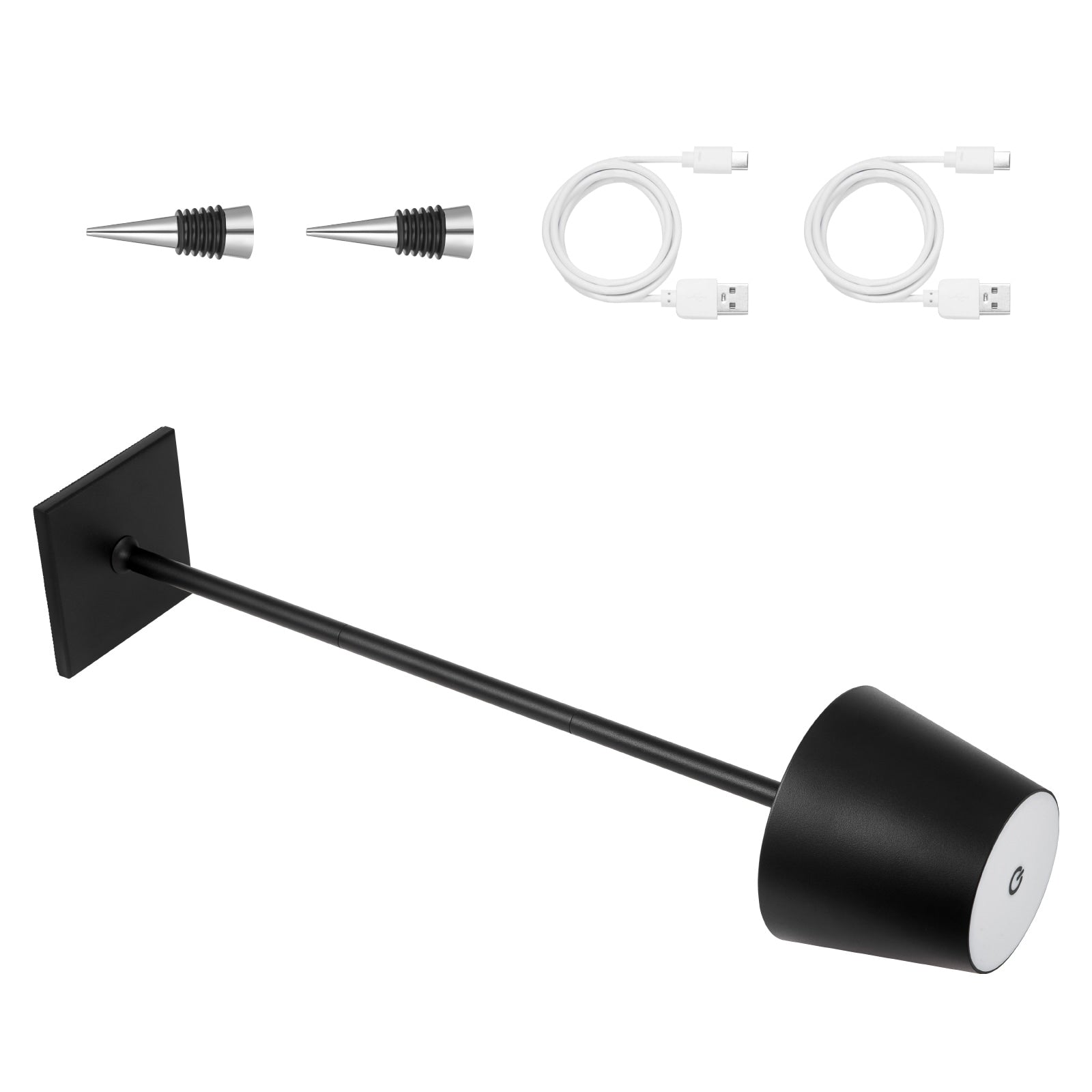 Cordless Table Lamp 2 Pcs Rechargeable Battery Desk Lamp Adjustable Height Black