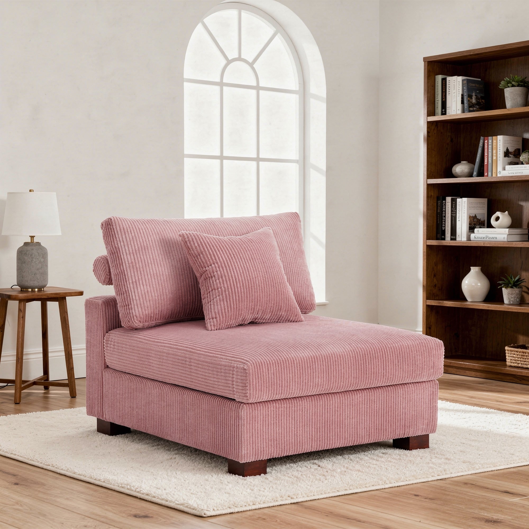 Corduroy Armless Chair Upholstered For Living Room