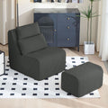 Corduroy Compression Lounge Chair With Ottoman Upholstered Single Lazy Sofa Chair With Headrest N A