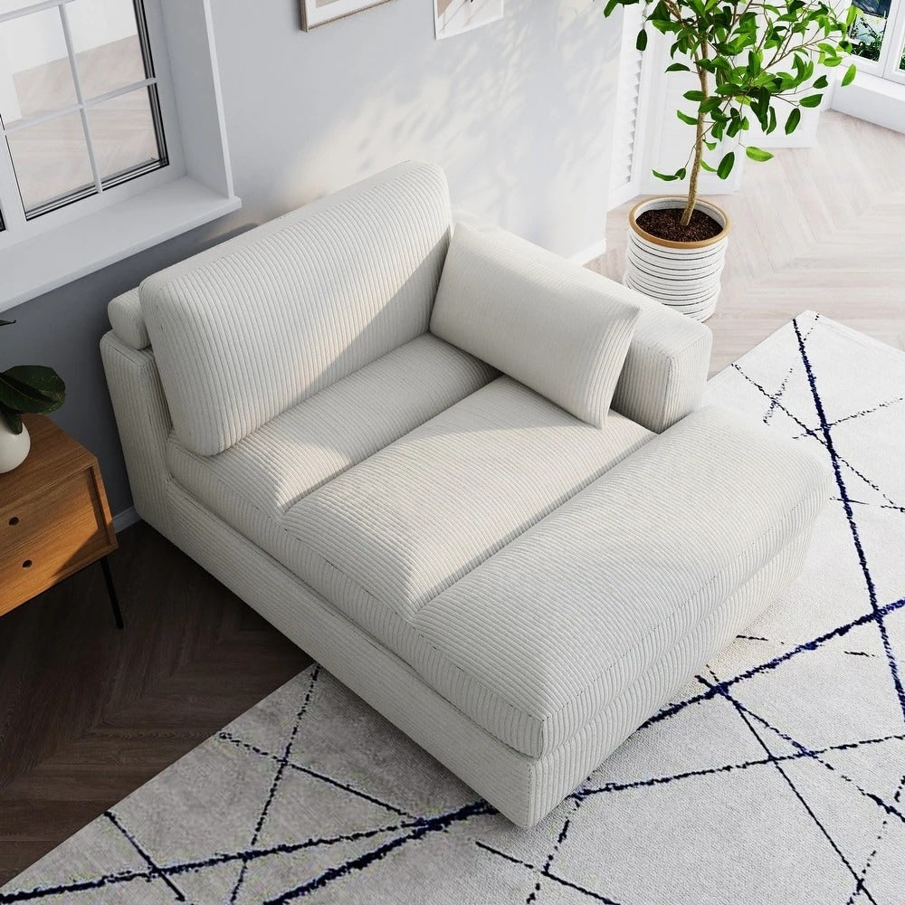 Corduroy Sectional Sofa With Chaise And One Arm