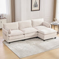 Corduroy Upholstered L Shaped Oversized Modular Sectional Sofa With Movable Ottoman