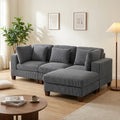 Corduroy Upholstered Sofa With Ottomans 3 Seat 4 Seat Living Room Couch Set Cozy Modular Seating For Home