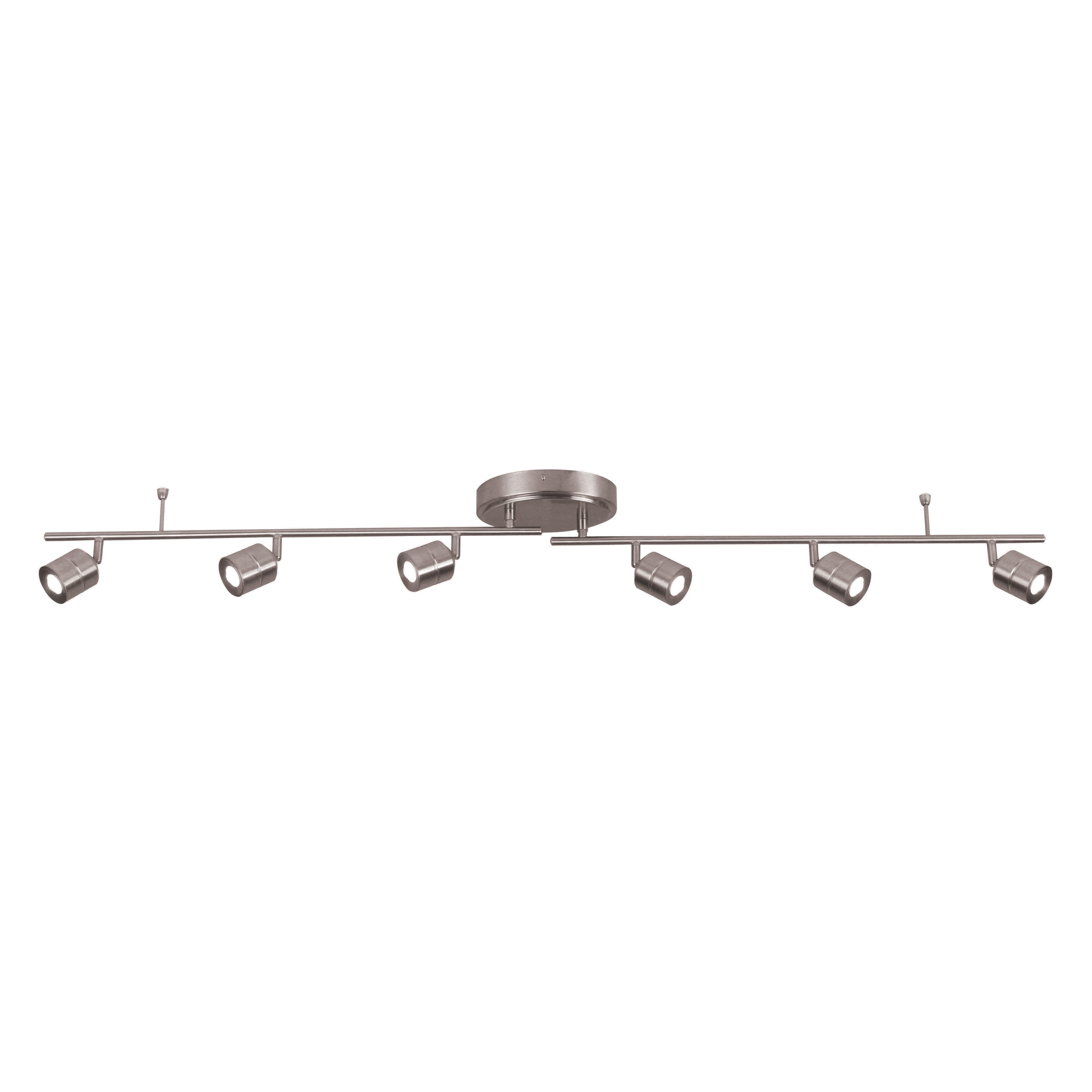 Core 6 Light Satin Nickel Led Fixed Rail Satin Nickel Steel Shade