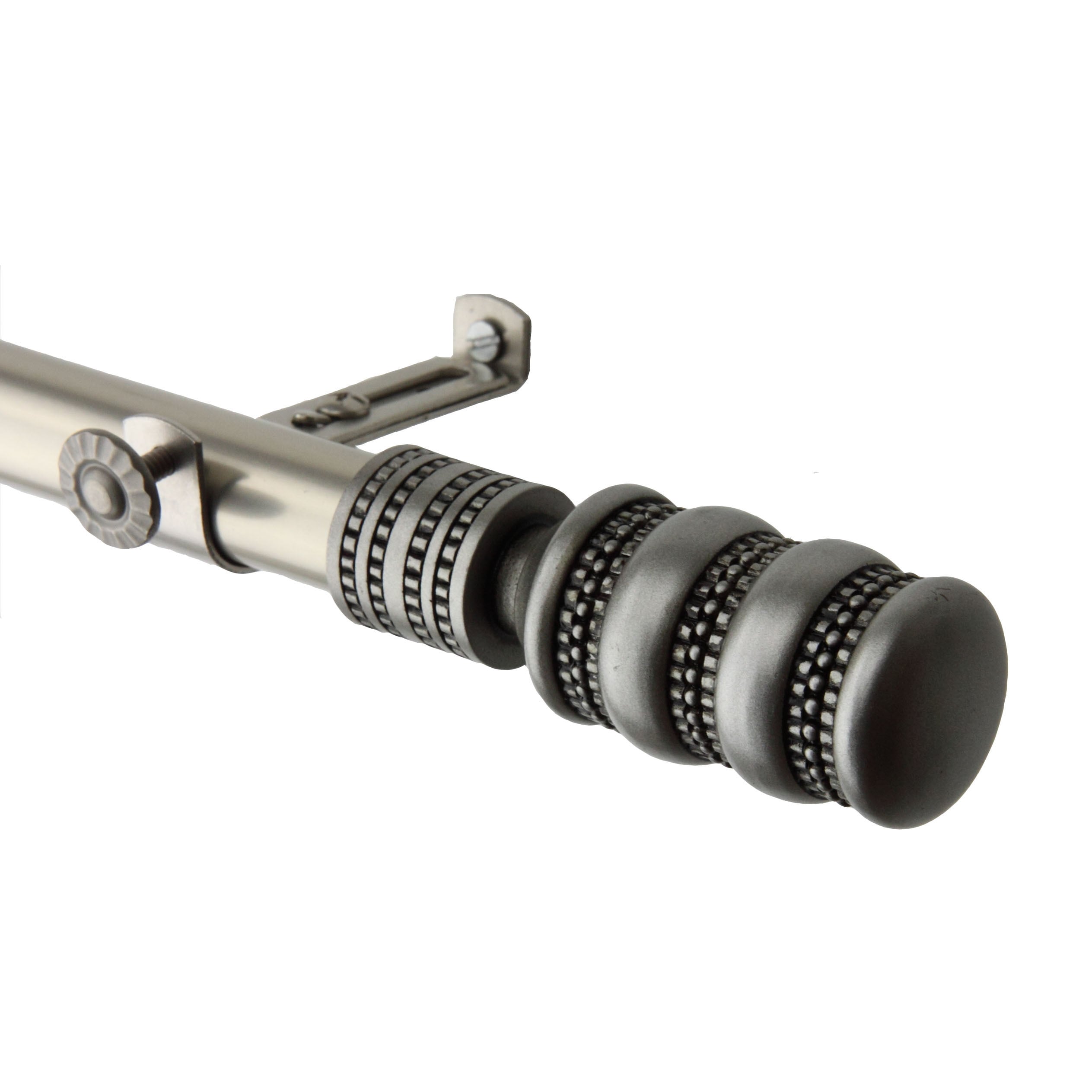 Instyledesign Cork Adjustable Finial Satin Nickel Curtain Rod Set