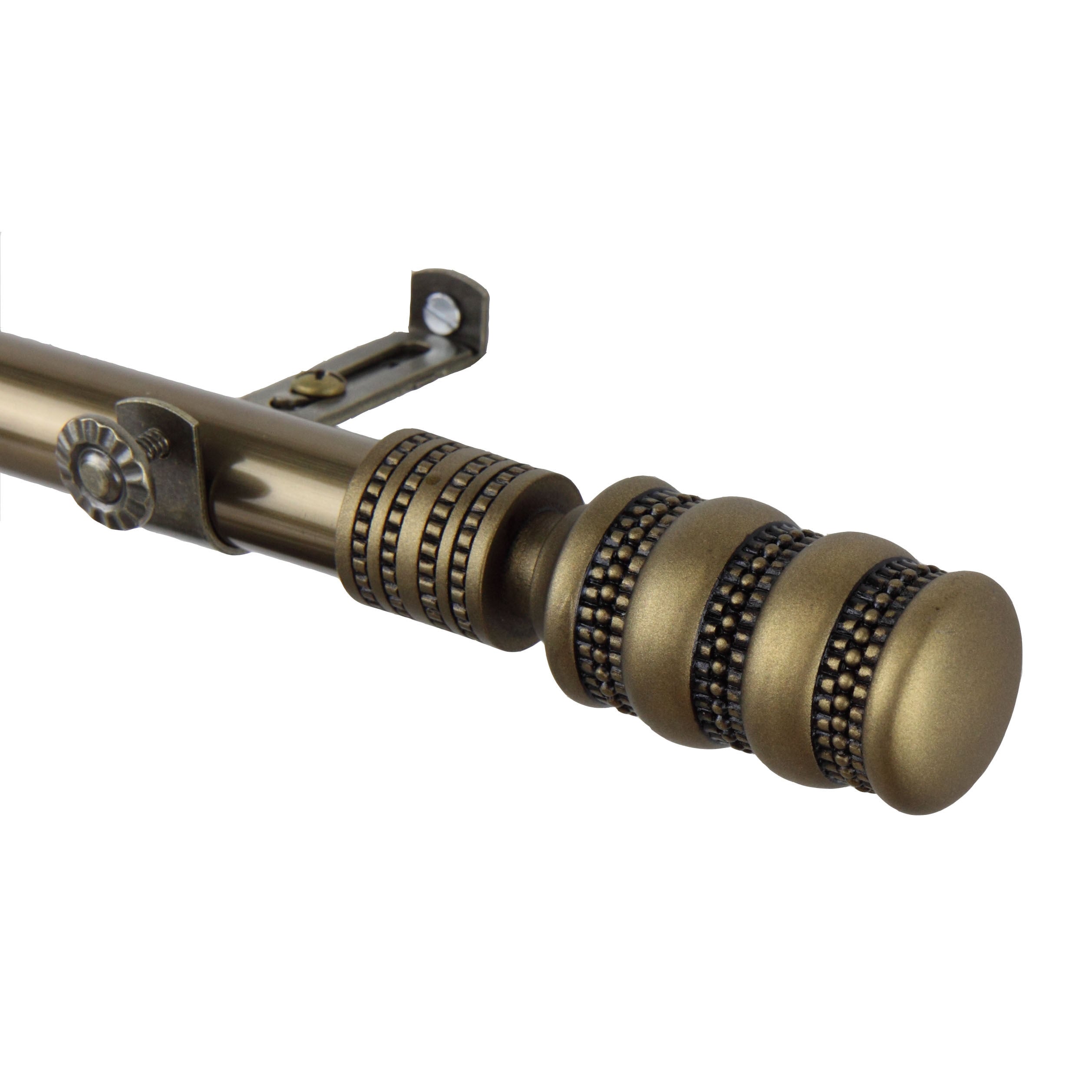 Instyledesign Cork Finial Adjustable Antique Brass Curtain Rod Set
