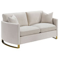 Corliss Beige Upholstered Arched Arm Loveseat