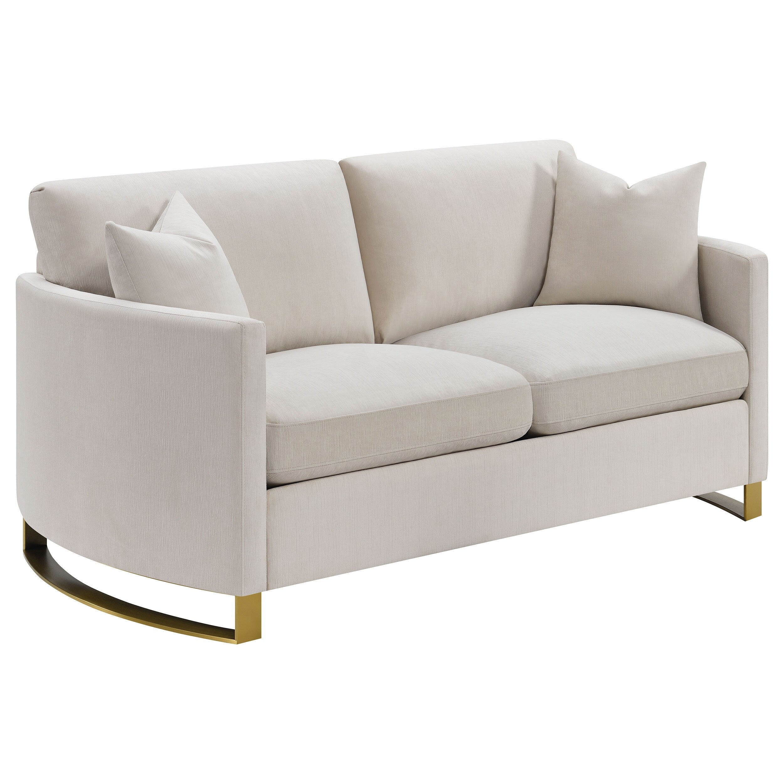 Corliss Beige Upholstered Arched Arm Loveseat