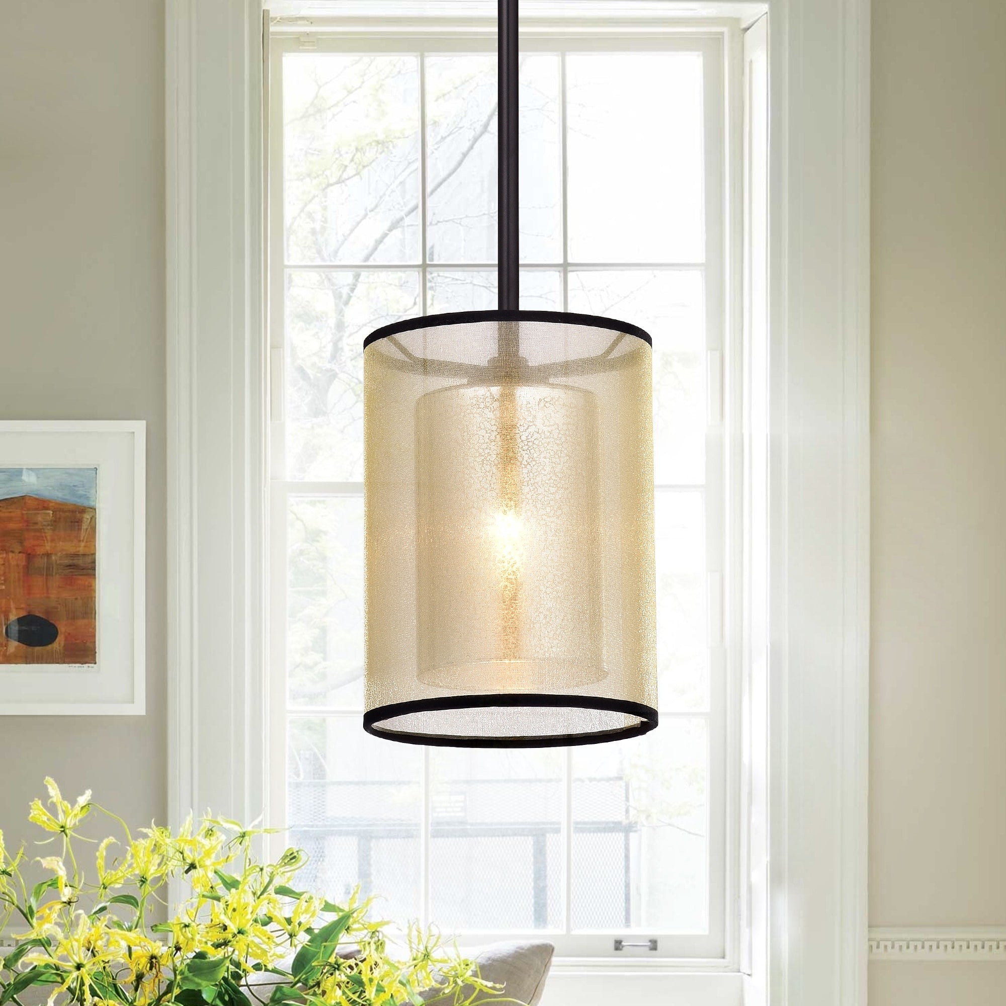 Warehouse Of Tifany Corman Oil Rubbed Bronze Double Shade Hanging Pendant