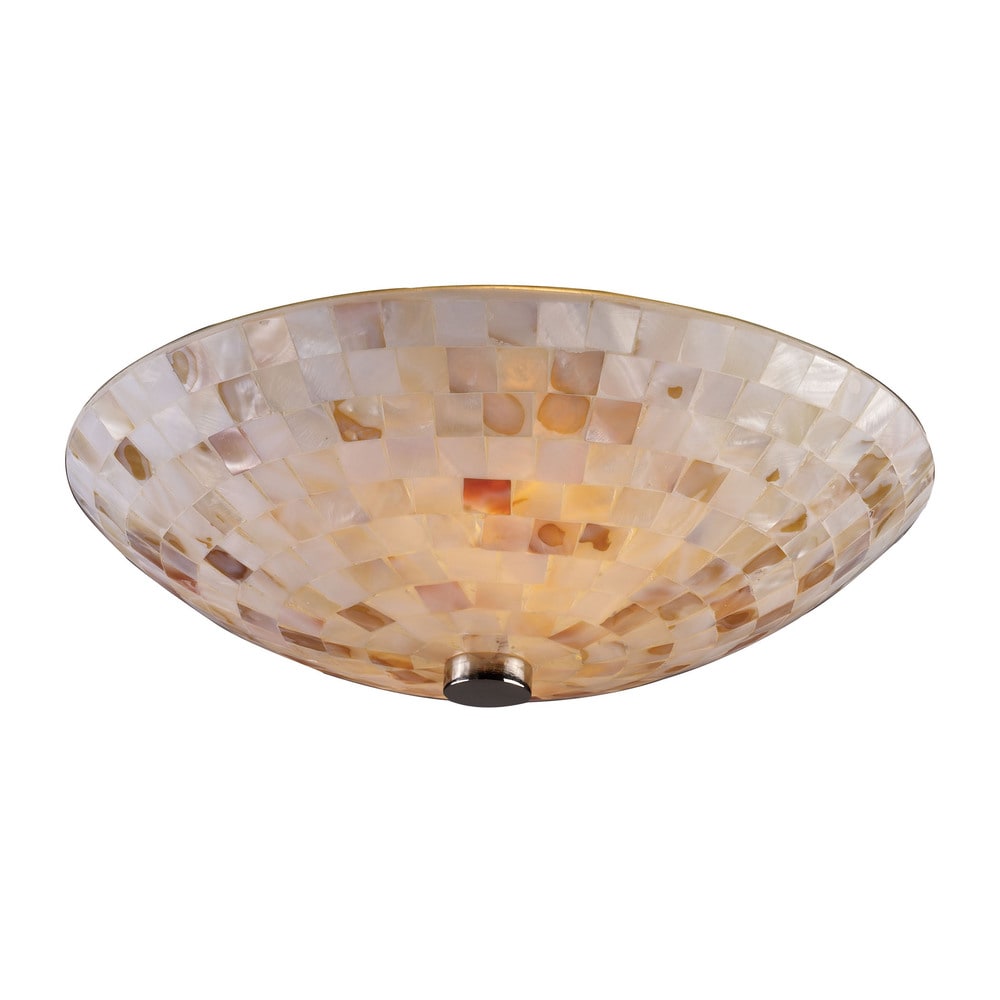 Elk Home Capri Satin Nickel With Ivory Capiz Shells 2 Light Semi Flush