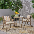 Coronado Outdoor 3 Piece Acacia Wood Bistro Set With Cushions By Christopher Knight Home