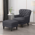Correia Contemporary Tufted Fabric Club Chair And Ottoman Set By Christopher Knight Home