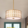 Corrigan Matte Gold 3 Light Fabric Shade Drum Chandelier
