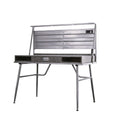 Corrugated Back Metal Frame Desk With Usb Docks Gray And Silver