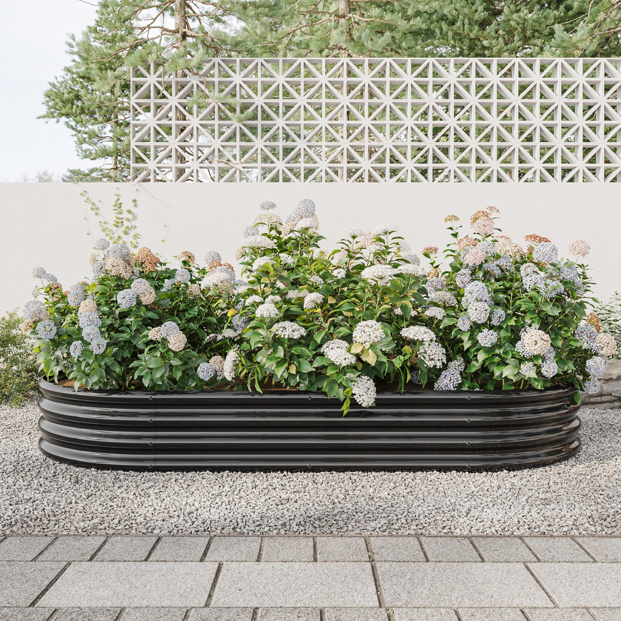 Corrugated Outdoor Raised Garden Bed With Open Base Backyard Planting