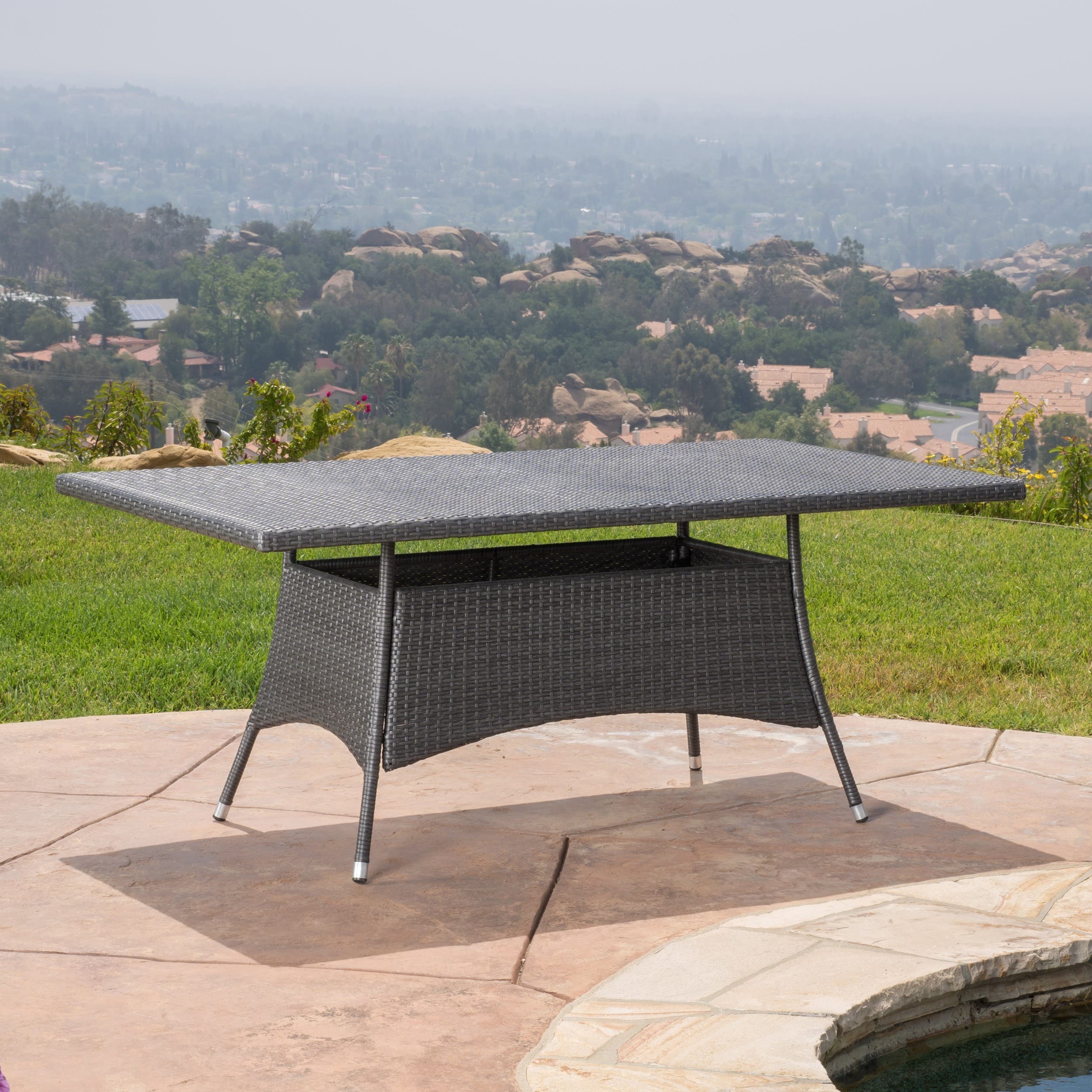 Corsica Outdoor Wicker Rectangle Dining Table Only By Christopher Knight Home