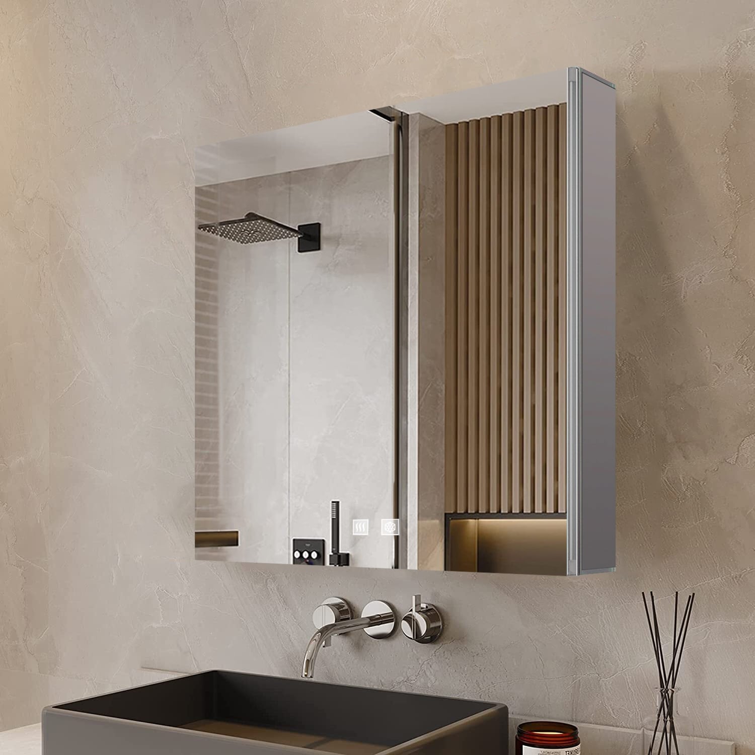Corsica Surface Mount Led Mirror Medicine Cabinet With Defogger