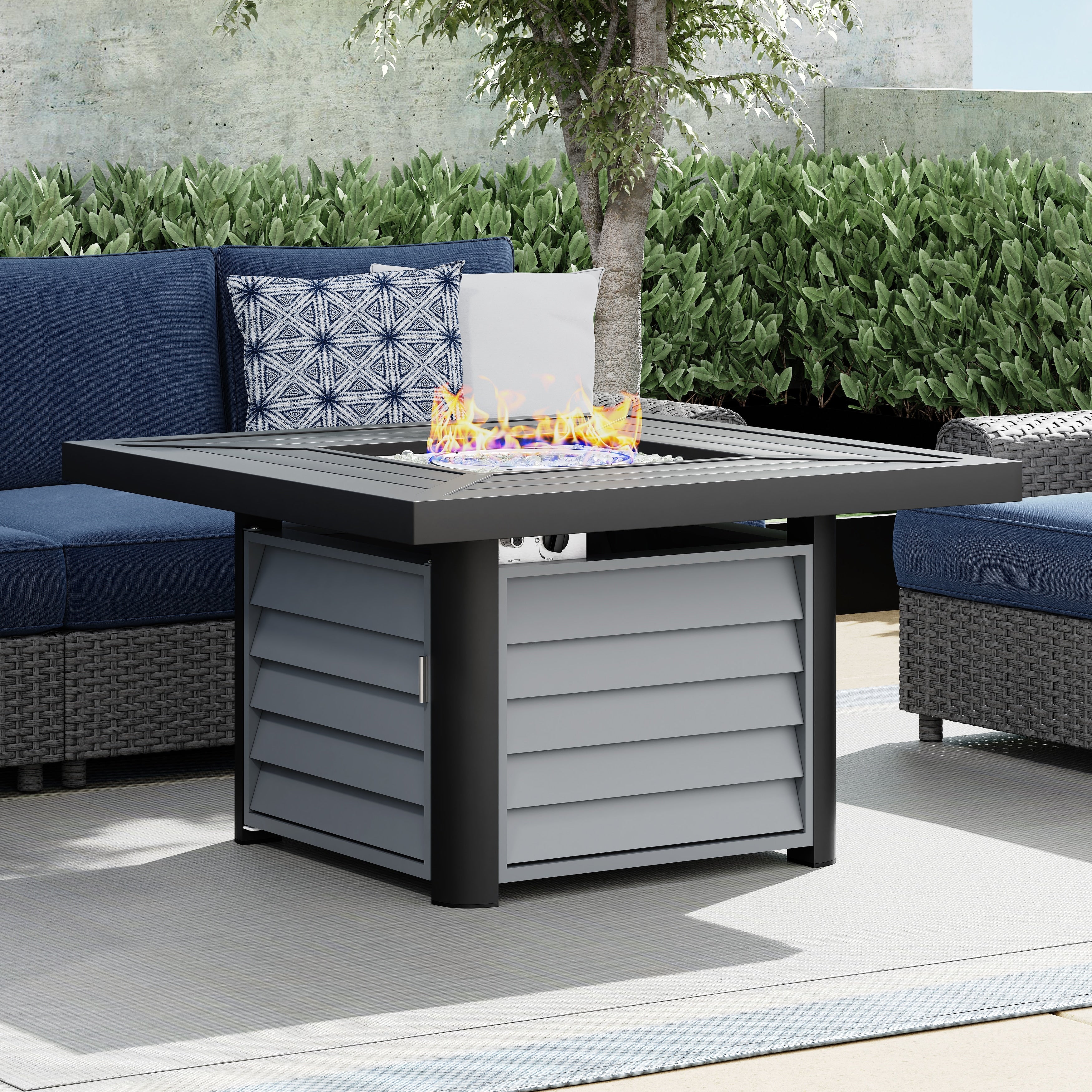 Havenside Home Wevok 42 Inch Square Aluminum Propane Fire Pit Table