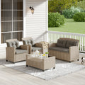 Corvus Armitage Outdoor 4 Piece Wicker Sofa Set With Cushions