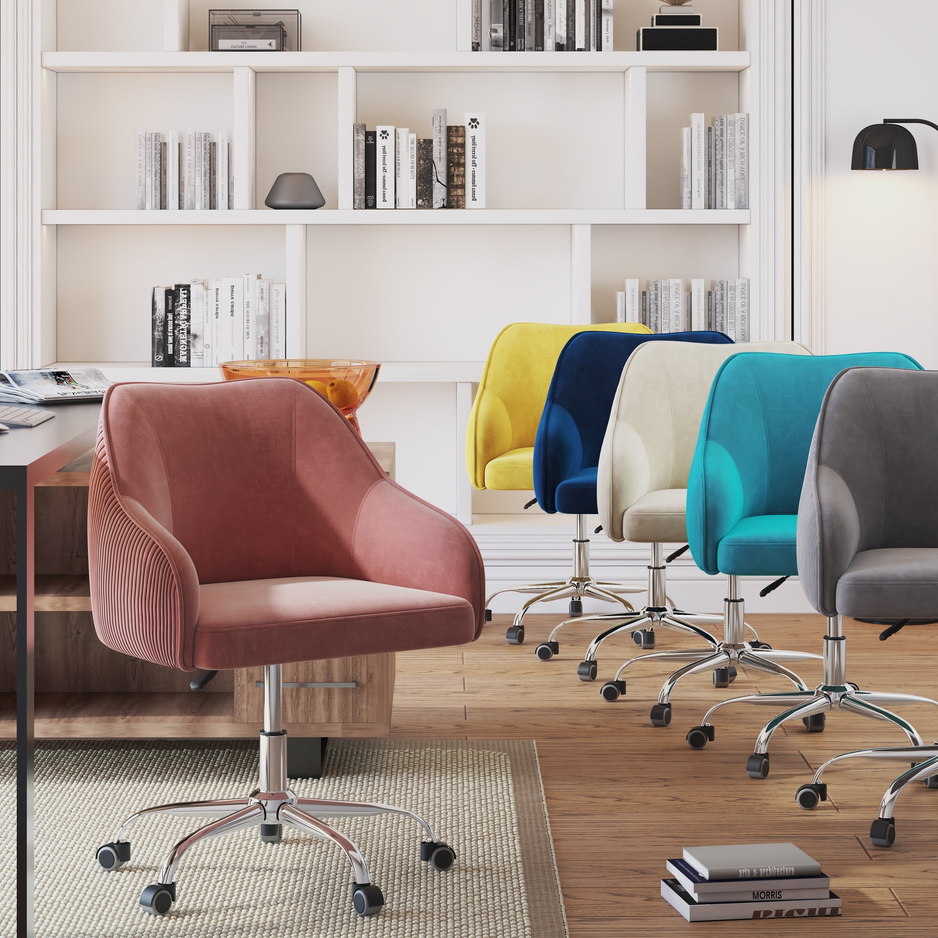 Corvus Braff Contemporary Velvet Fabric Adjustable Ergonomic Home Office Chair