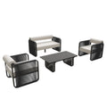 Corvus Kenya 4 Piece Modern Outdoor Sunbrella Rope Patio Conversation Set