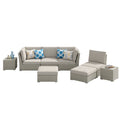 Corvus Looe 8 Piece Outdoor Sectional Set With Deep Seating Aluminum Wicker Conversation Sofa With Ottomans