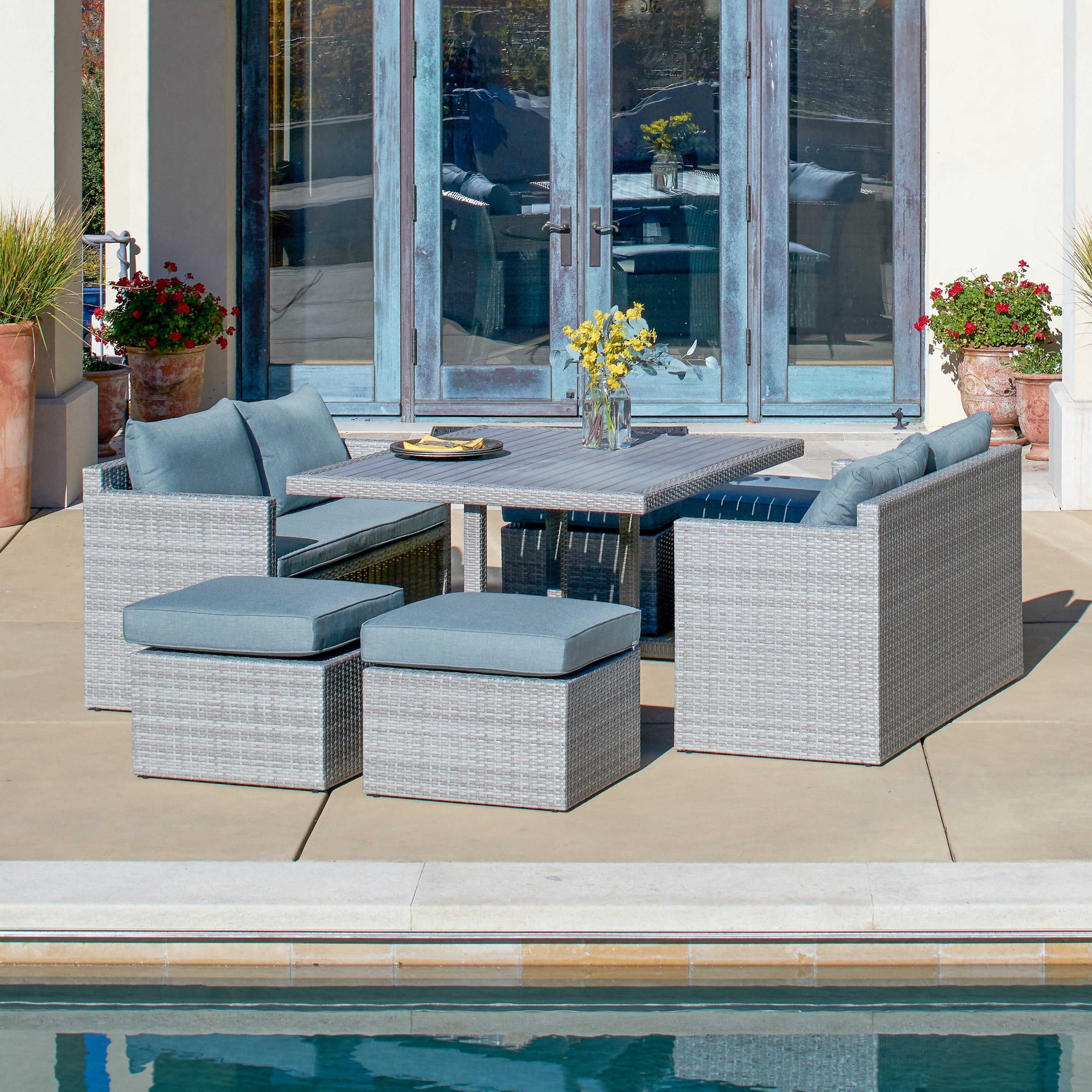 Corvus Martinka 7 Piece Grey Wicker Patio Dining Set