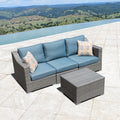 Corvus Martinka Aluminum Outdoor 4 Piece Grey Wicker Sofa Set