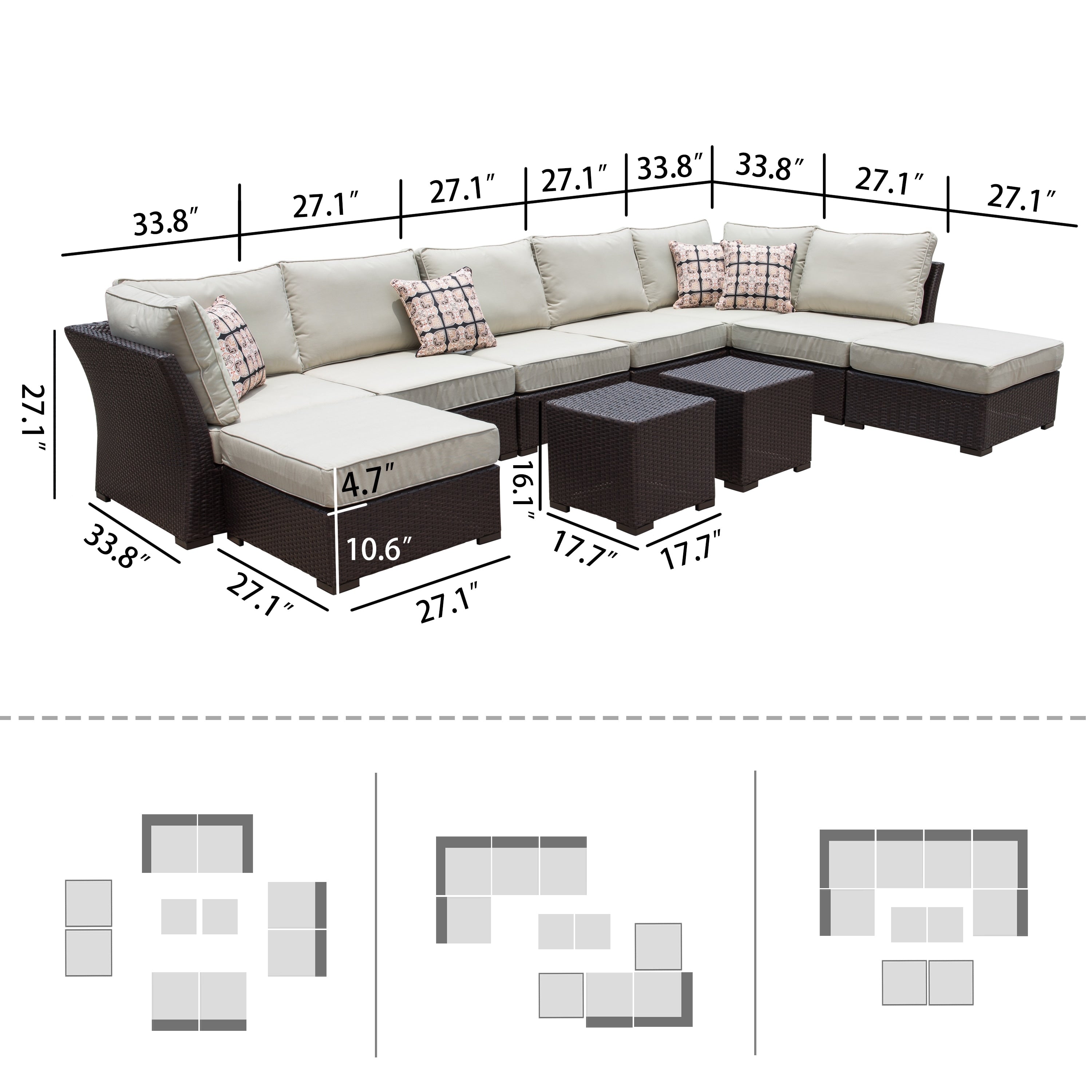 Corvus Oreanne 10 Piece Brown Wicker Patio Furniture Set