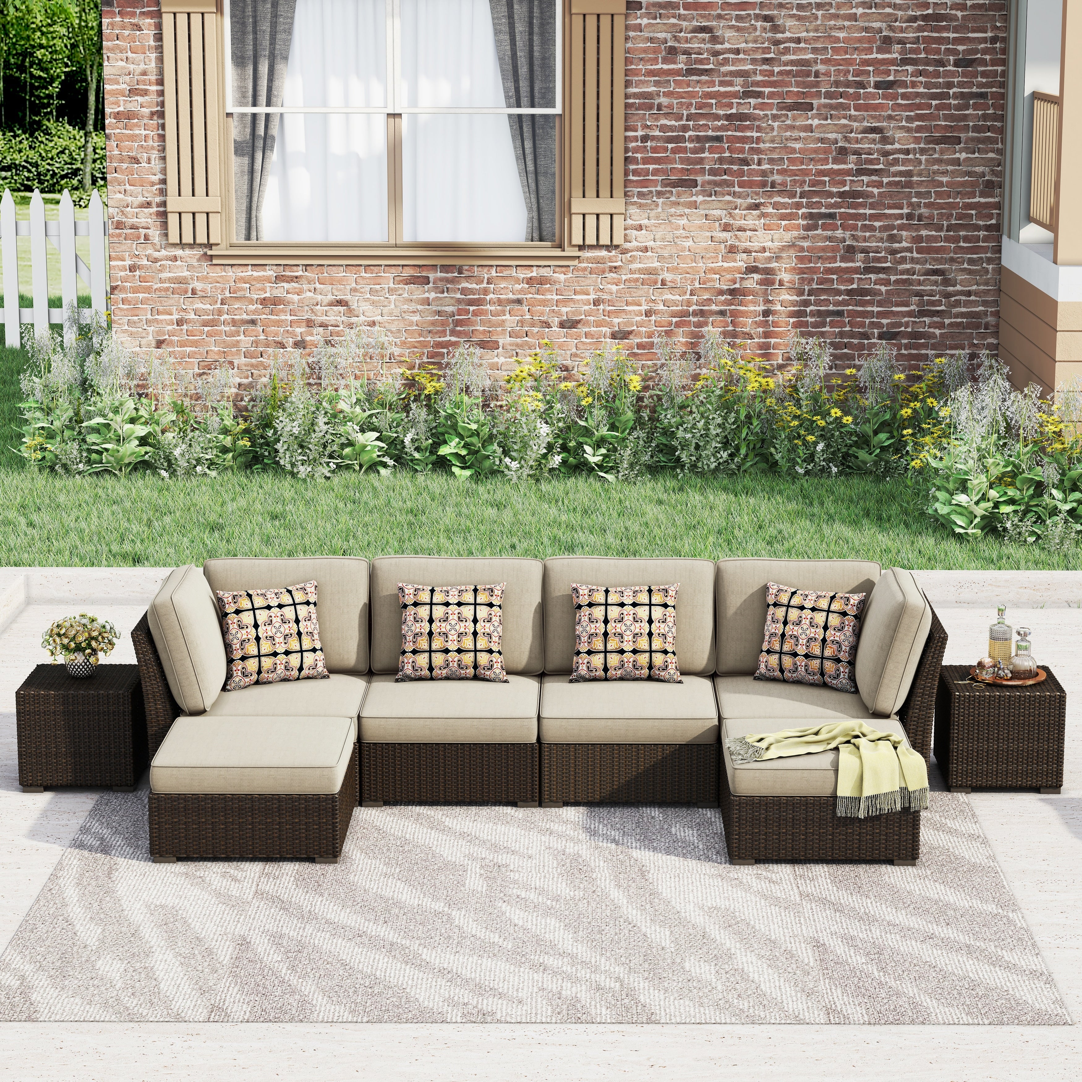 Corvus Oreanne 8 Piece Brown Wicker Patio Furniture Set