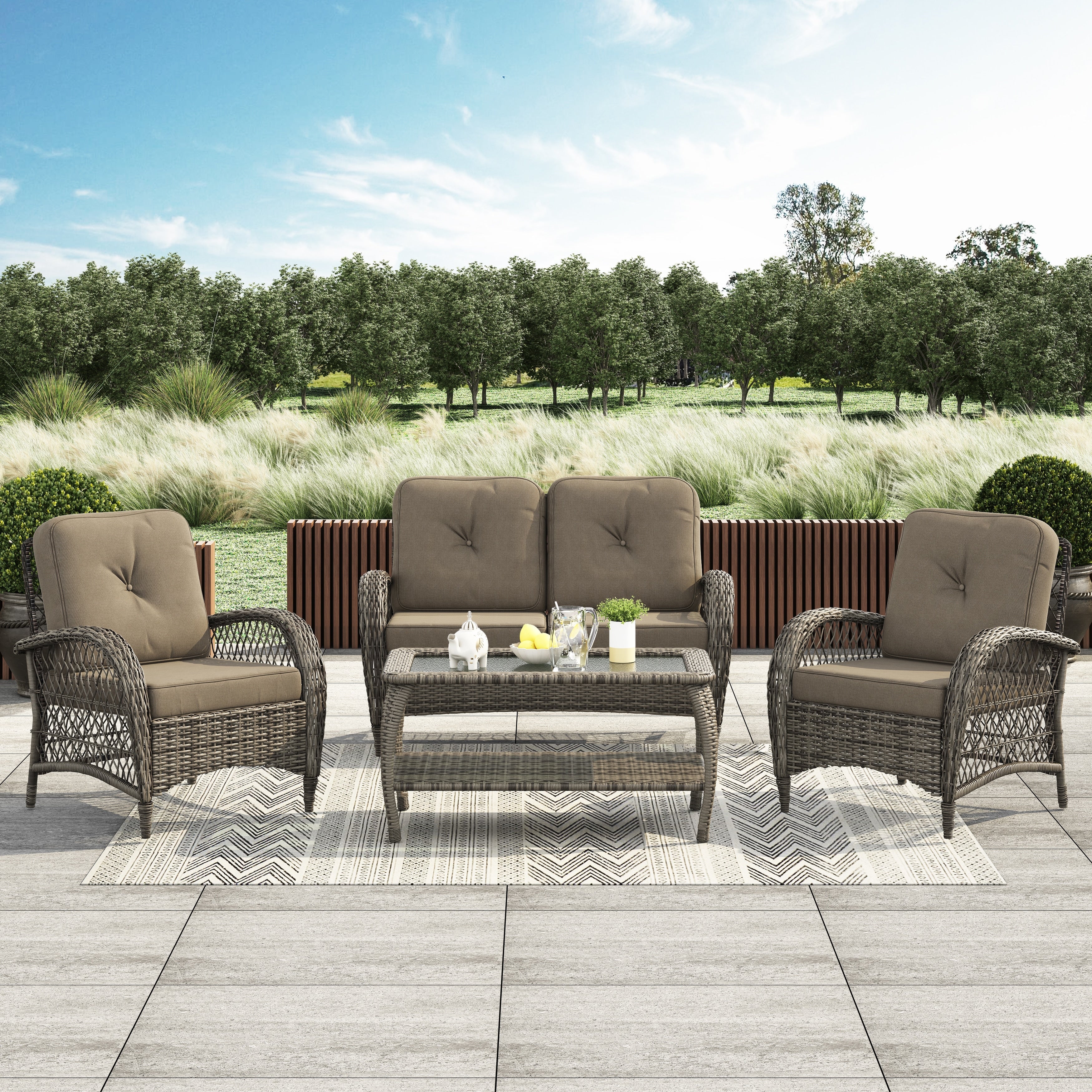 Corvus Padova 4 Piece Wicker Patio Chat Set