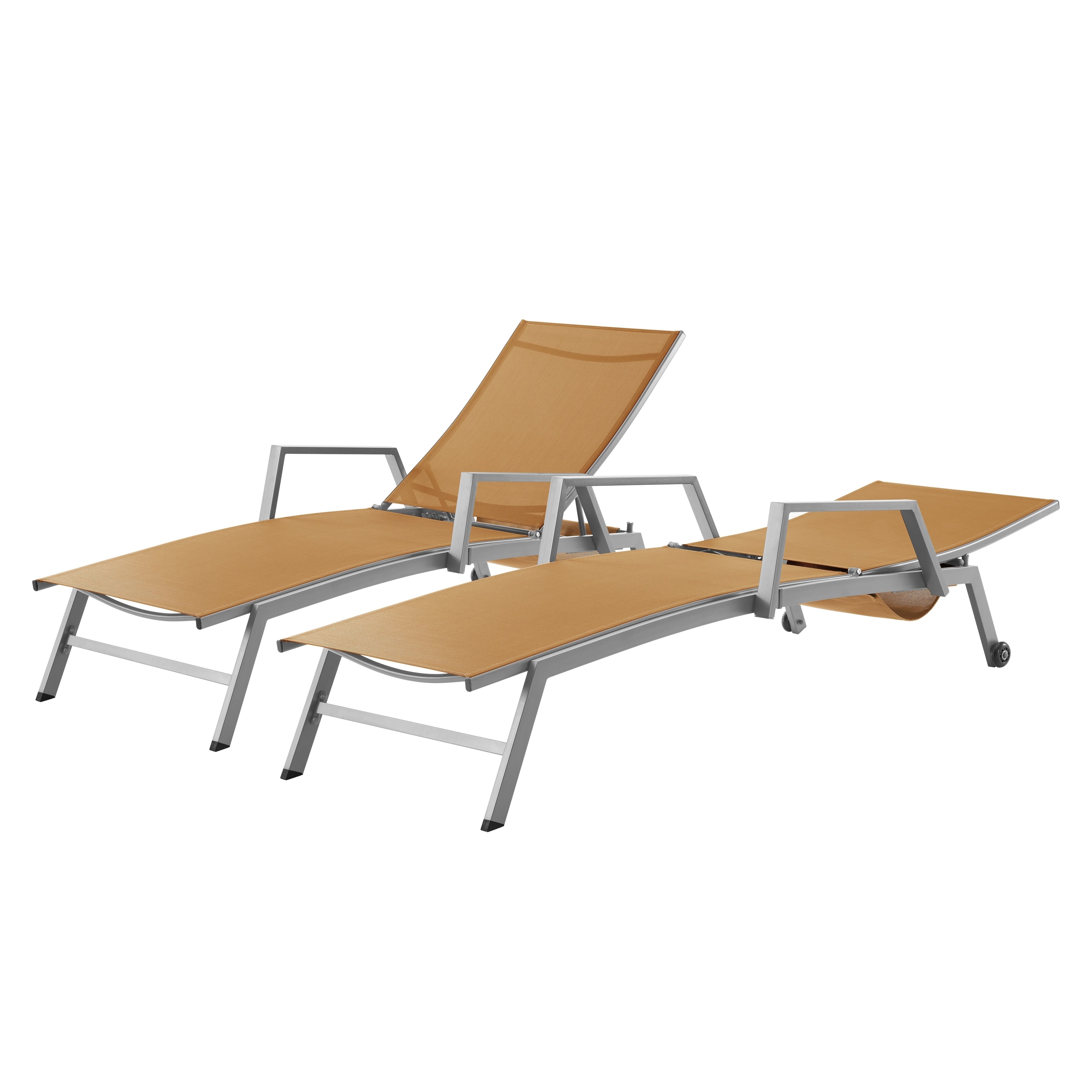 Corvus Sorrento Outdoor Contemporary Sling Fabric Adjustable Chaise Lounge With Arms
