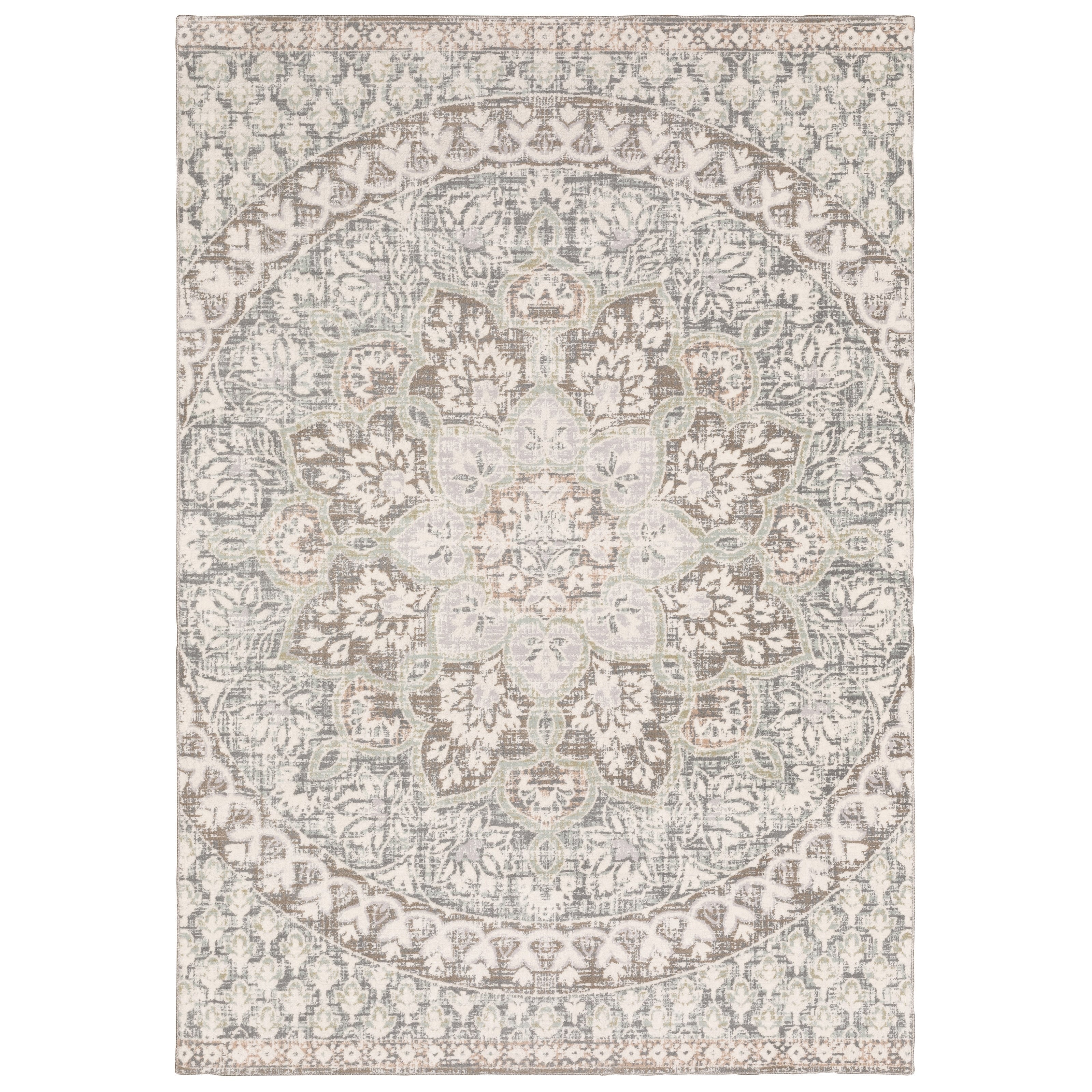 Cosette Center Floral Medallion High Low Pile Area Rug