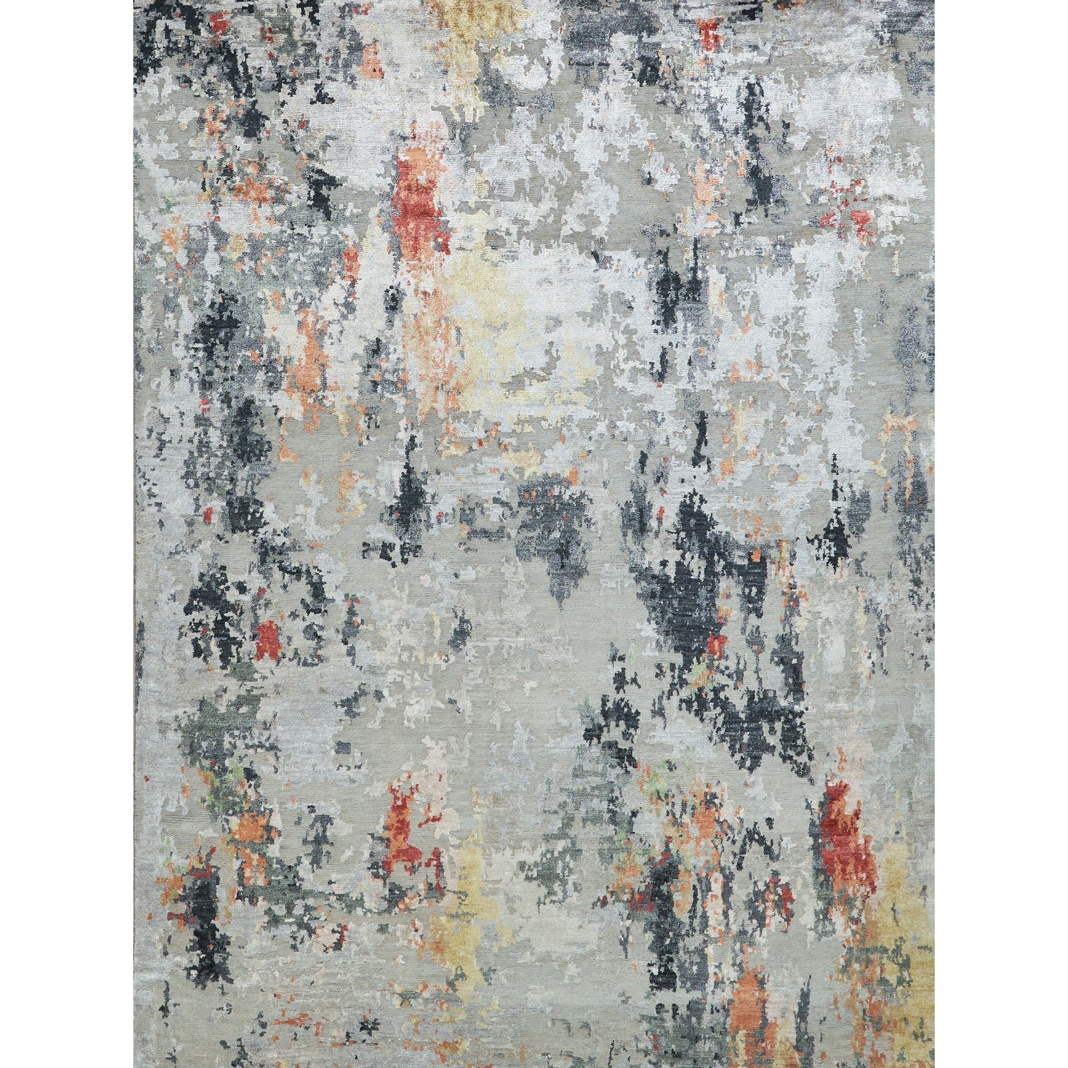Cosmo Hand Knotted Wool Bamboo Silk Silver Multi Area Rug 8 X 10