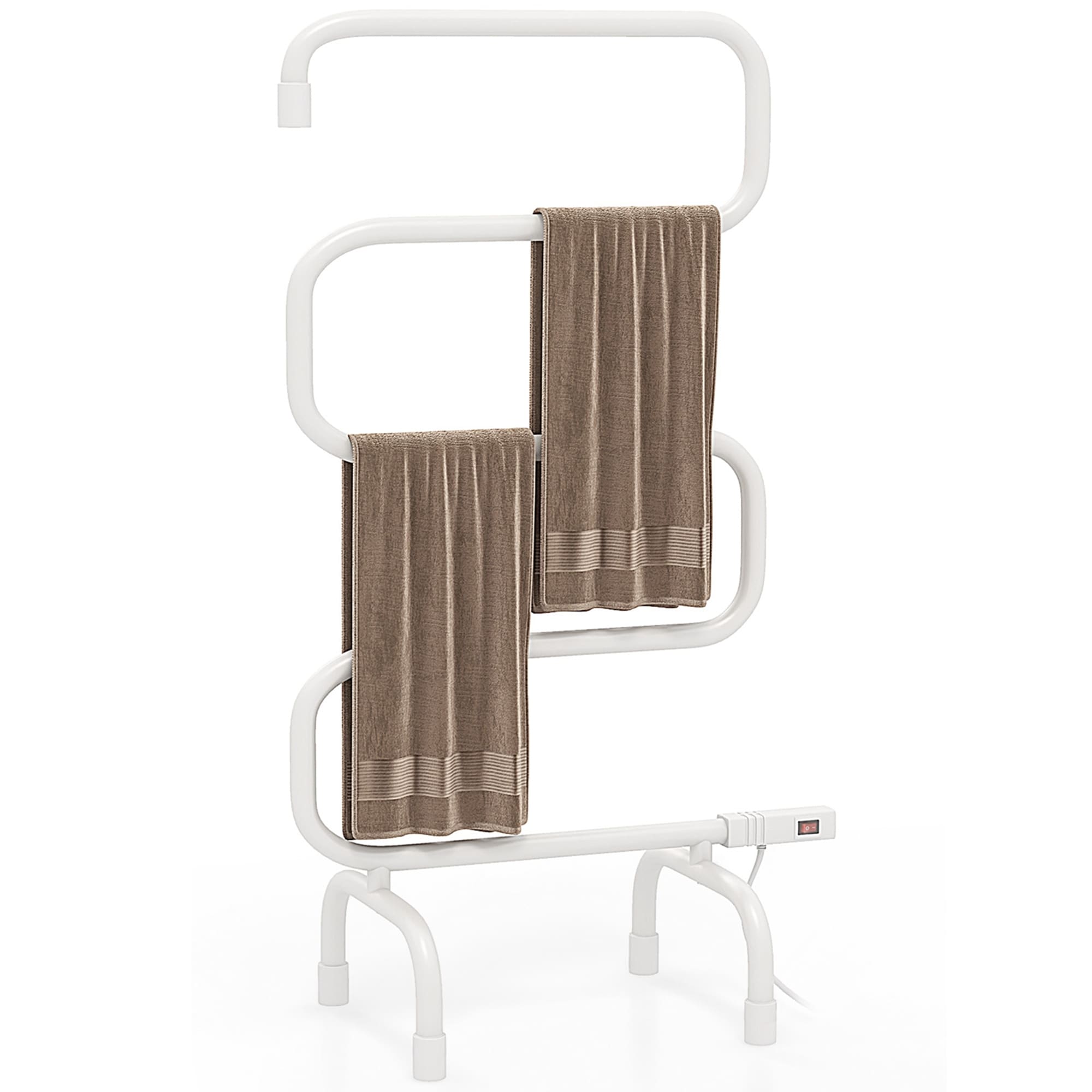 Costway 100W Electric Towel Warmer Drying Rack Freestanding And Wall Mounted White