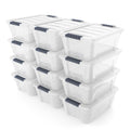 Costway 12 Pack Latch Stack Storage Box Tubs Bins Latches Handles Transparent