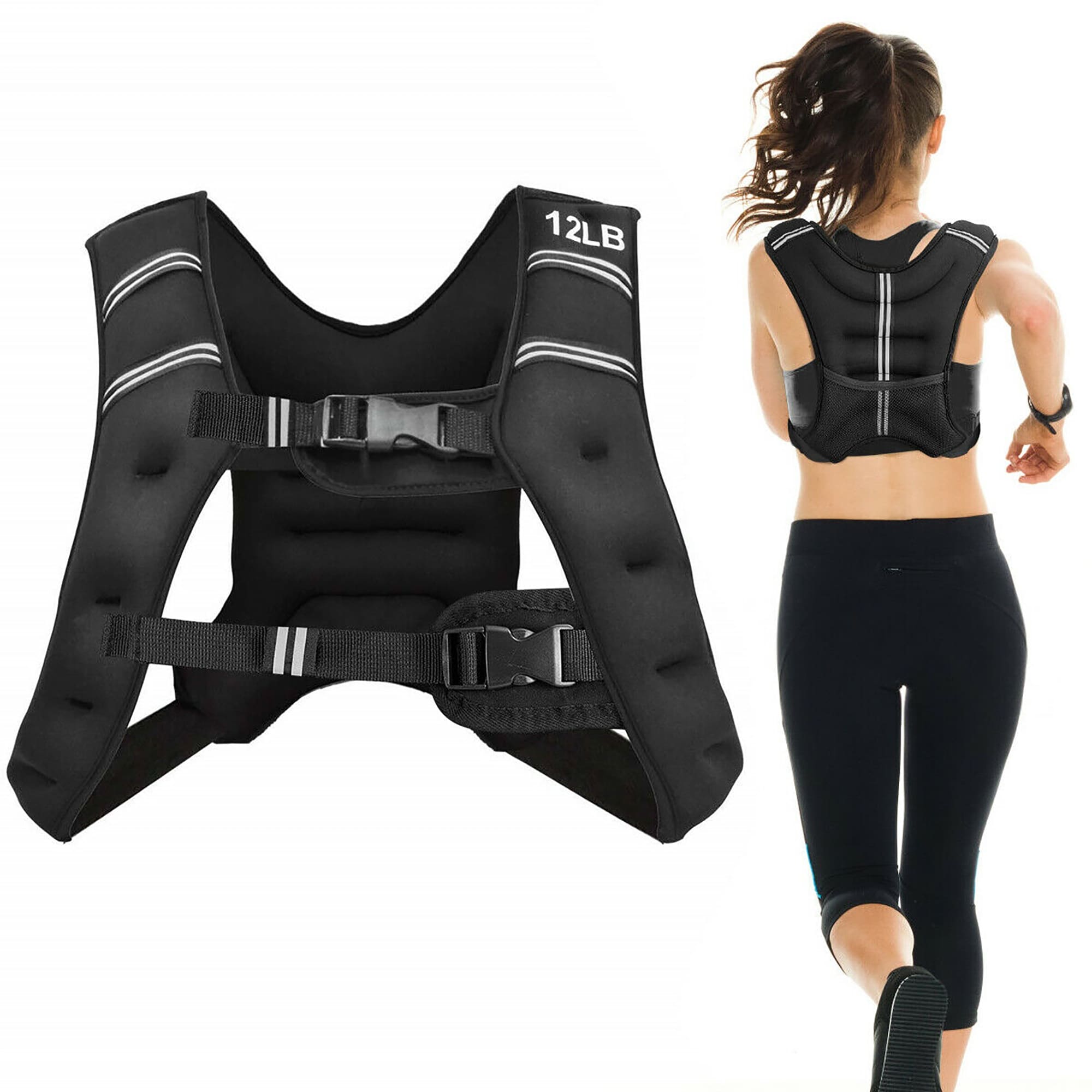 Costway 12Lbs 20Lbs Workout Weighted Vest Mesh Bag Adjustable Buckle Fitness