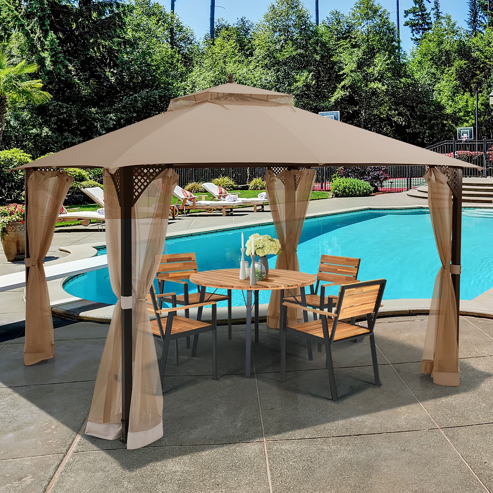Costway 12 X 10 Outdoor Patio Gazebo Canopy Shelter Double Top