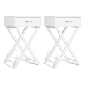 Costway 2 Pcs Nightstand X Shape Drawer Accent Side End Table Modern Home Furniture White