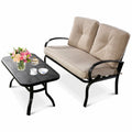 Costway 2 Pcs Patio Outdoor Loveseat Coffee Table Set Furniture Bench With Cushion As Pic