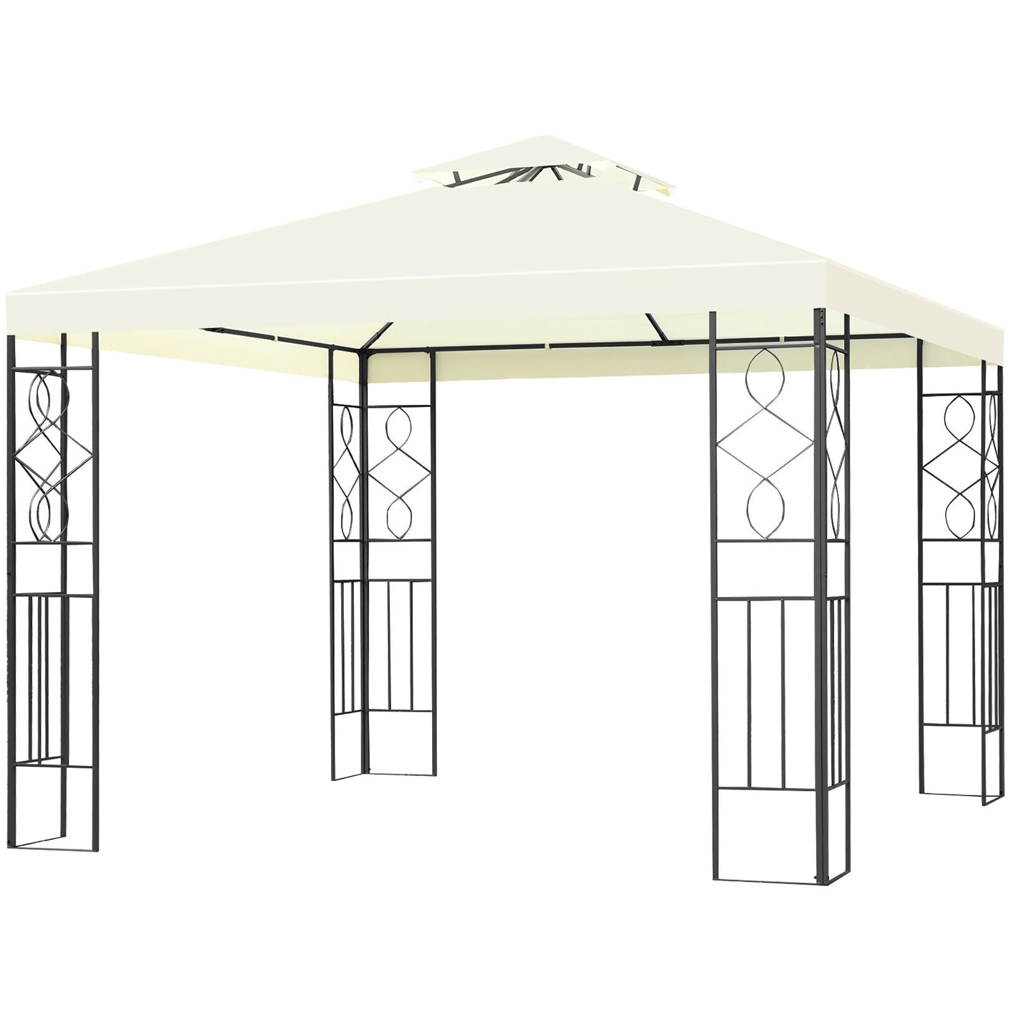 Costway 2 Tier 10X10 Patio Gazebo Canopy Tent Steel Frame Shelter Awning Beige